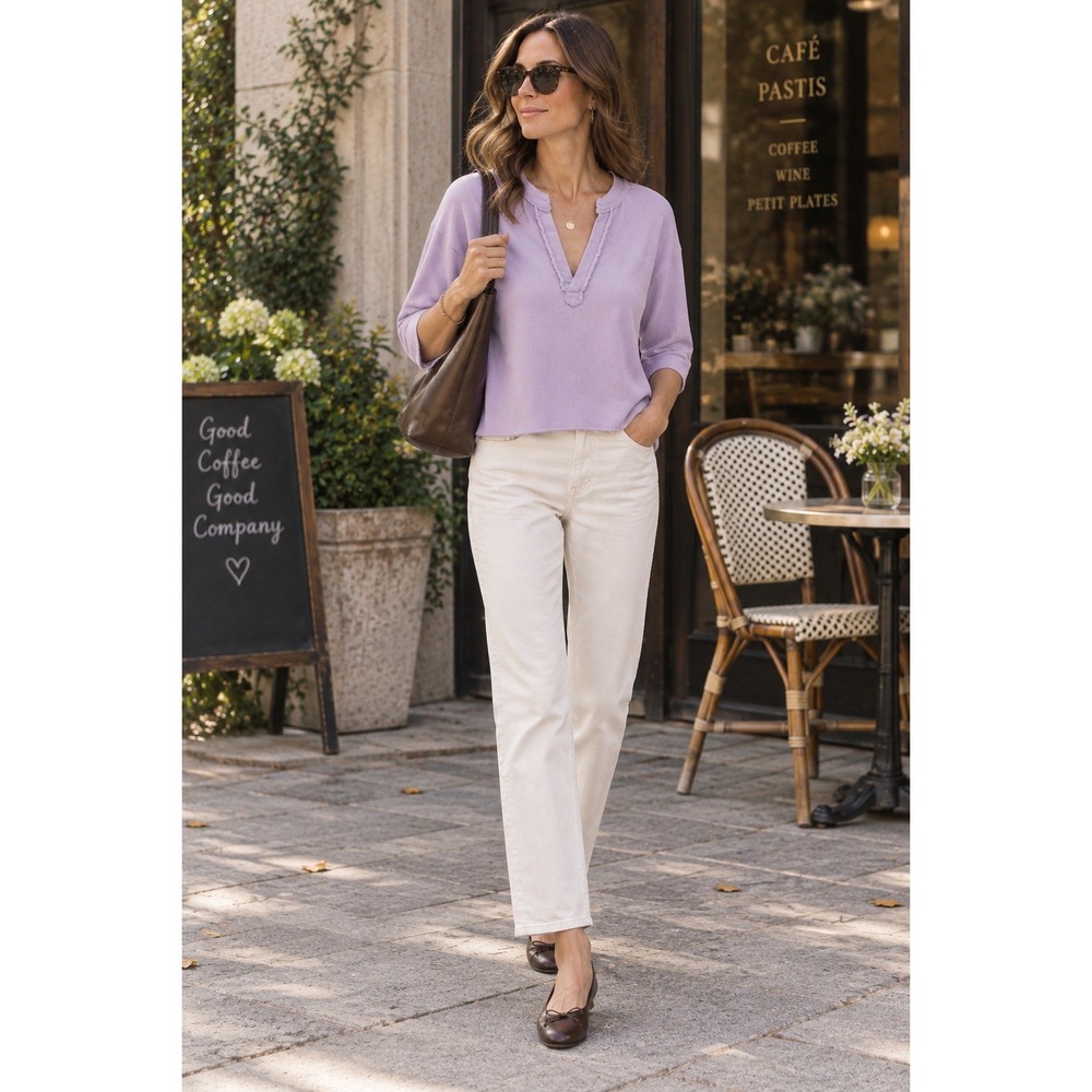 Frank & Eileen Patrick Popover Purple French Terry Shirt S Altered